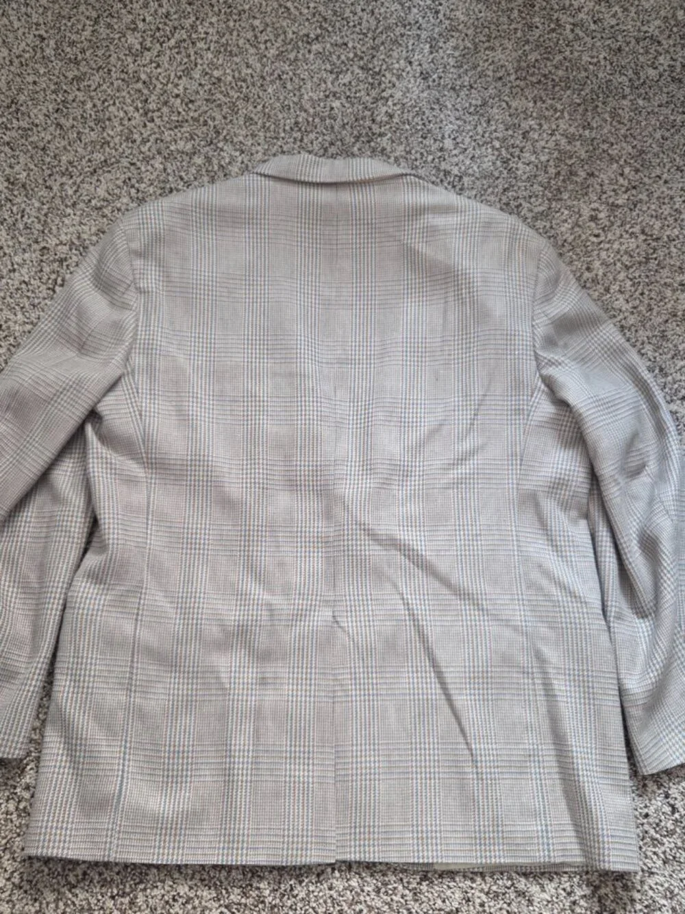 Vintage Orvis Blazer Mens 44R Tan Blue Wool Tweed Houndstooth Check USA Made